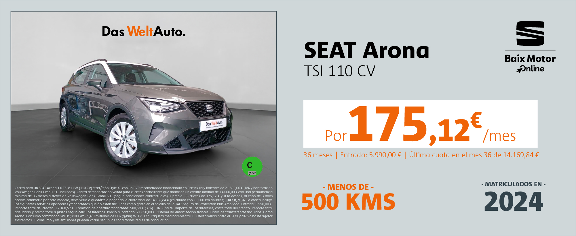 ¡Promoción SEAT Arona FR por 175€/mes*